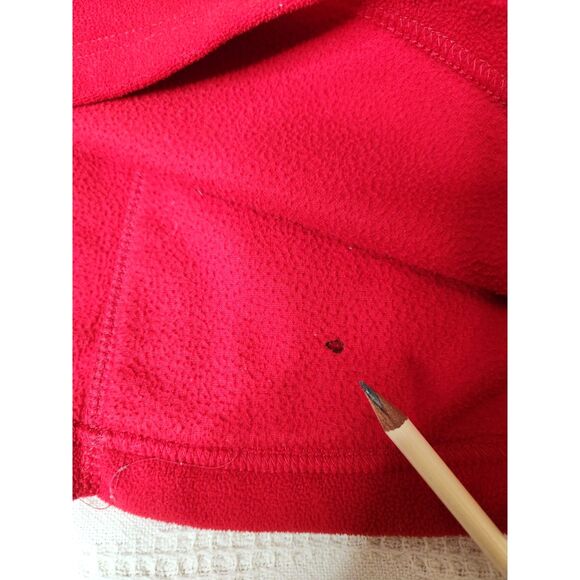 Men's Old Navy Red quarter-zip fleece pullover Sz. L Front Spell Out Y2k Retro - Picture 10 of 10